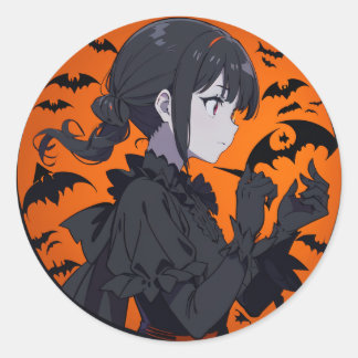 Sticker Rond fille halloween