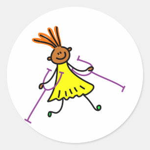 Sticker Rond Fille handicapée