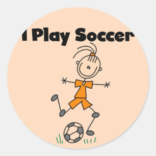 Sticker Rond Fille Je Joue Tshirts et cadeaux de football
