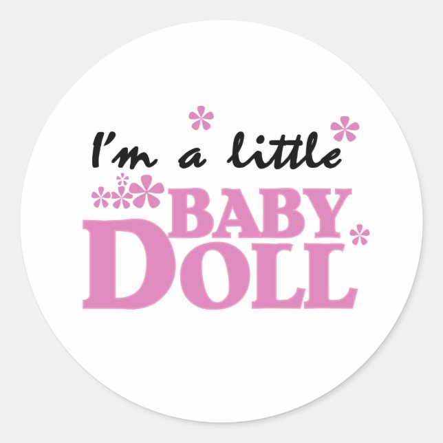 Sticker Rond Fille Je suis une poupée (Devant)