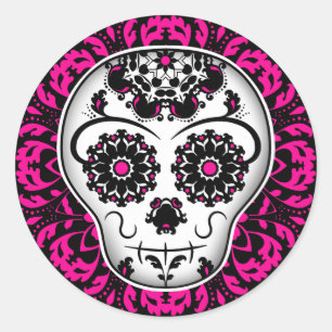 Sticker Rond Fille jour du crâne de sucre mort