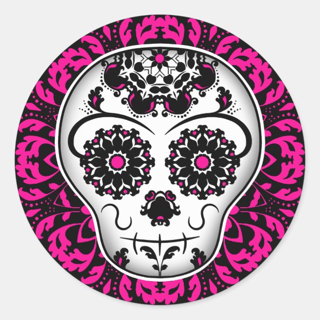 Sticker Rond Fille jour du crâne de sucre mort (Devant)