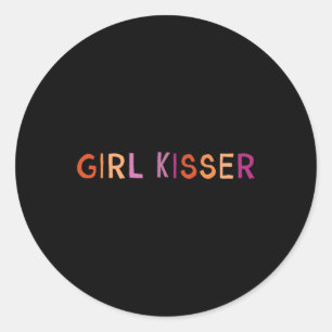 Sticker Rond Fille Kisser Lesbian Lgbtq