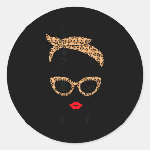 Sticker Rond Fille Lion Bandana Léopard Juillet Signe Zodiaque