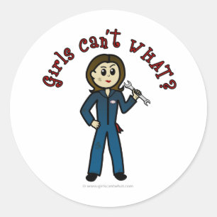 Sticker Rond Fille mécanique légère