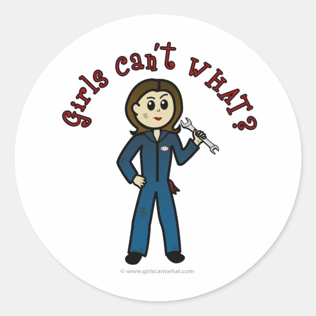 Sticker Rond Fille mécanique légère (Devant)