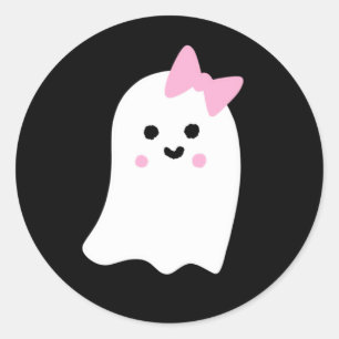 Sticker Rond Fille mignonne fantôme