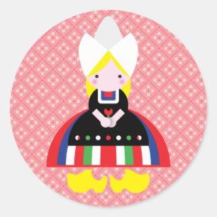 Sticker Rond fille néerlandaise