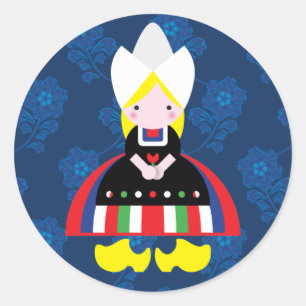 Sticker Rond fille néerlandaise