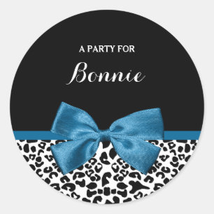 Sticker Rond Fille Nom de la fête Empreinte de léopard Joli ble