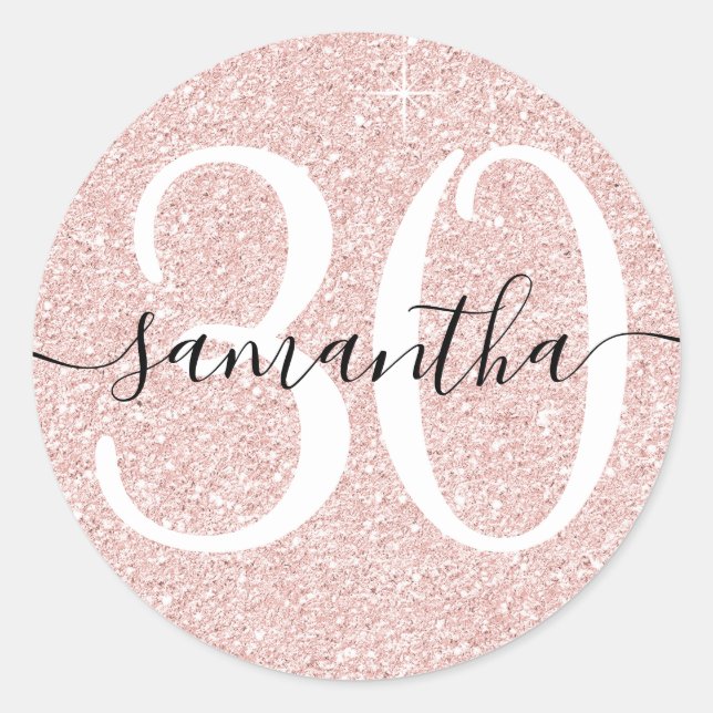 Sticker Rond Fille Pale Rose Gold Faux Parties scintillant Pers (Devant)