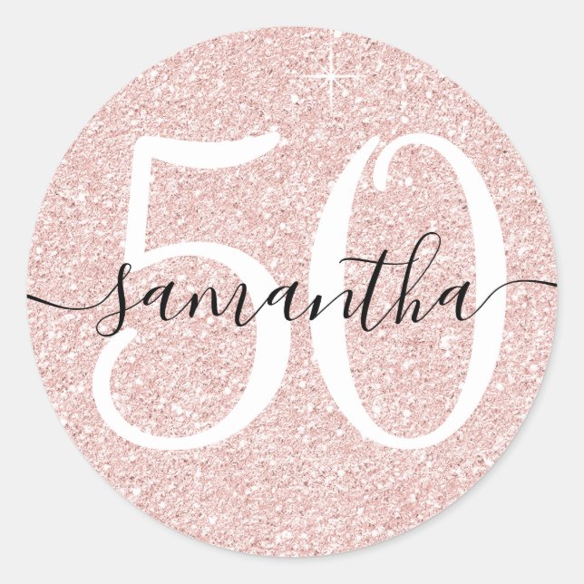 Sticker Rond Fille Pale Rose Gold Faux Parties scintillant Pers (Devant)