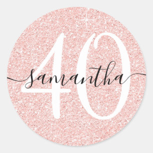 Sticker Rond Fille Pale Rose Gold Faux Parties scintillant pers