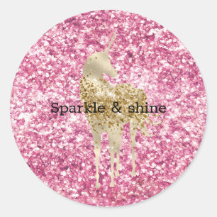 Sticker Rond Fille Parties scintillant rose Confetti Gold Unico