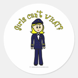 Sticker Rond Fille pilote léger