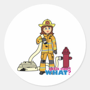 Sticker Rond Fille pompier