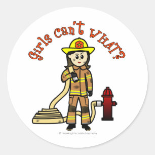Sticker Rond Fille pompier