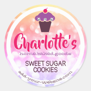 Sticker Rond Fille rose arc-en-ciel Ombre Parties scintillant C