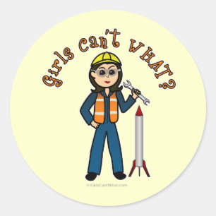 Sticker Rond Fille scientifique de fusées légères