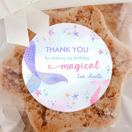 Sticker Rond Fille Sirène 1ère fête d'anniversaire