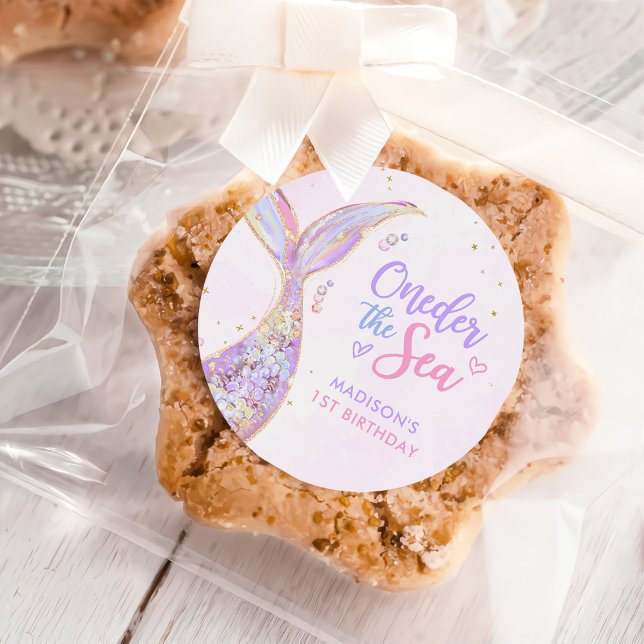 Sticker Rond Fille Sirène 1ère fête d'anniversaire (Créateur téléchargé)