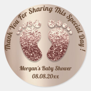 Sticker Rond Fille Skinny Pieds Baby shower Favoriser Merci