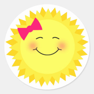 Sticker Rond Fille soleil