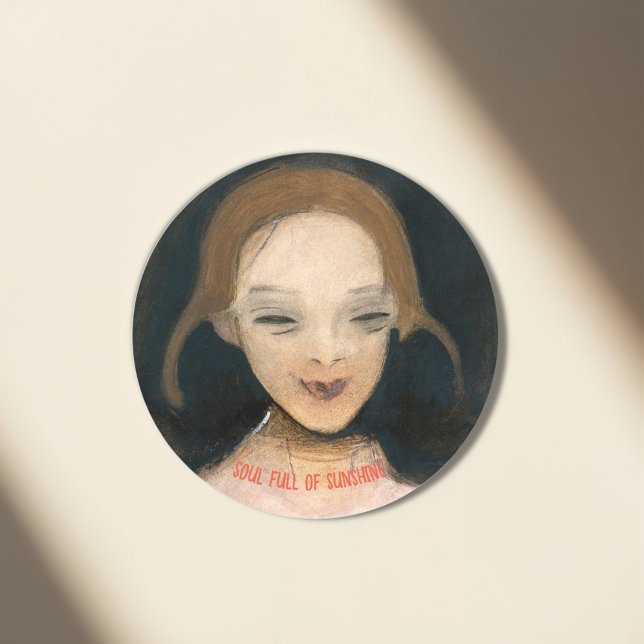 Sticker Rond Fille souriante, Helene Schjerfbeck (Créateur téléchargé)