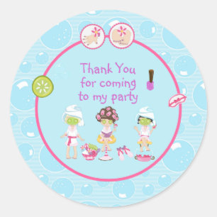 Sticker Rond Fille spa Pamper fête d'anniversaire