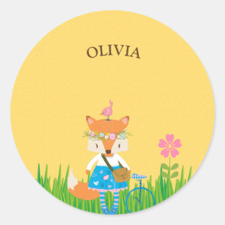 Sticker Rond Fille Spring Fox
