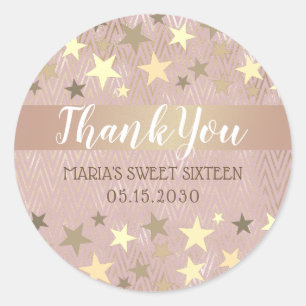 Sticker Rond Fille Sweet 16 Merci d'anniversaire