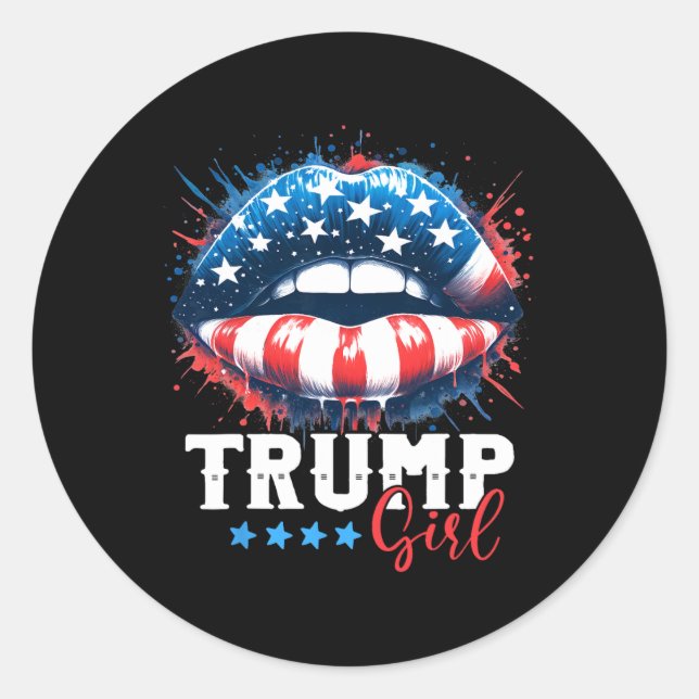 Sticker Rond Fille Trump 2024 Élection américaine Drapeau (Devant)