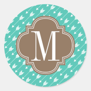 Sticker Rond Fille Turquoise & Brune Tribal Flèches Personnalis