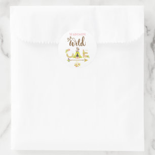 Sticker Rond Fille Wild One personnalisée Premier anniversaire