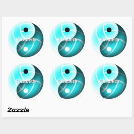 Sticker Rond filles coutume yin et yang volleyball turquoise