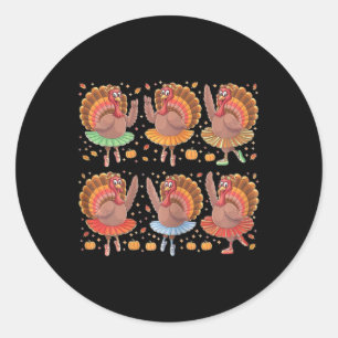 Sticker Rond Filles Danser Turquie Ballerina Thanksgiving Fall