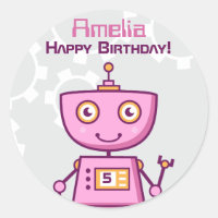 Filles de robot rose Joyeux Anniversaire