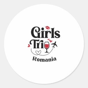 Sticker Rond Filles de vin mignonnes Voyage en Roumanie Vacance