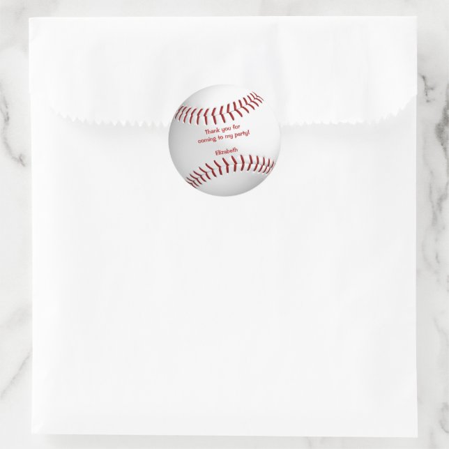 Sticker Rond filles garçons softball baseball fête merci (Sac)