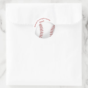 Sticker Rond filles garçons softball baseball fête merci