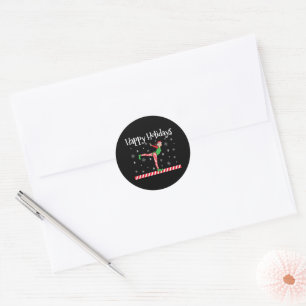 Sticker Rond Filles Gymnastique Elfe de Noël