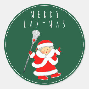Sticker Rond Filles Lacrosse Noël