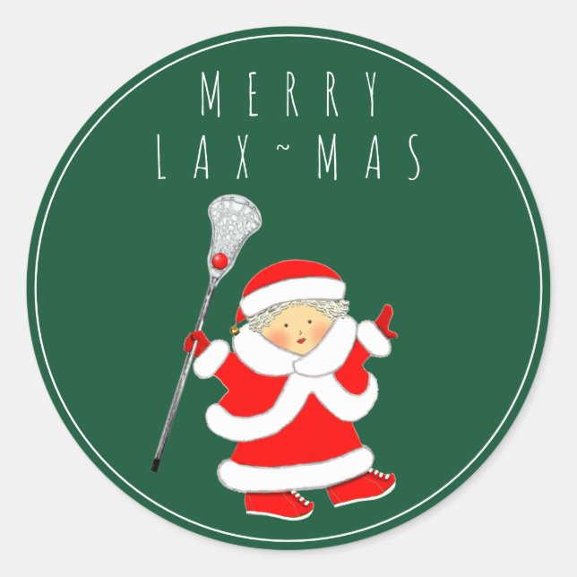 Sticker Rond Filles Lacrosse Noël (Devant)