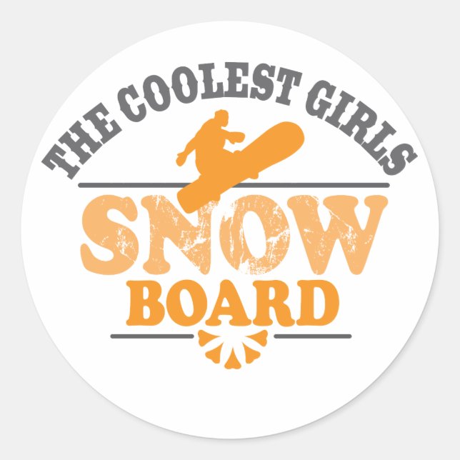 Sticker Rond Filles les plus froides Snowboard (Devant)