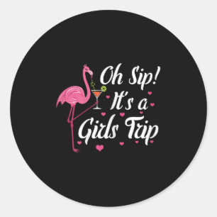 Sticker Rond Filles Nuit Sortir Vacances Été Oh Sip It A Girls