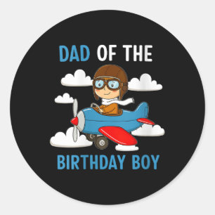 Sticker Rond Filles Papa Du Garçon D'Anniversaire Drôle Pilote