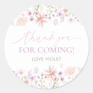 Sticker Rond Filles papillons fleurs sauvages 1er anniversaire