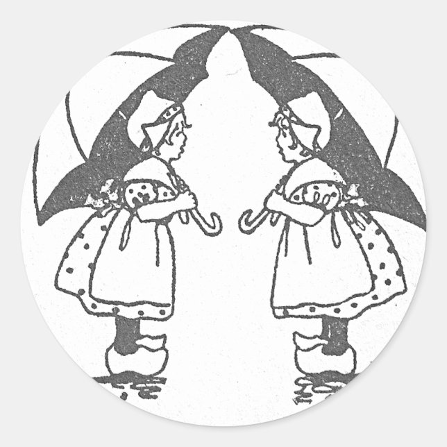 Sticker Rond Filles parapluies 2 (Devant)