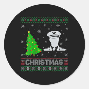 Sticker Rond Filles Pilote Xmas Arbre Éclairage de Noël moche