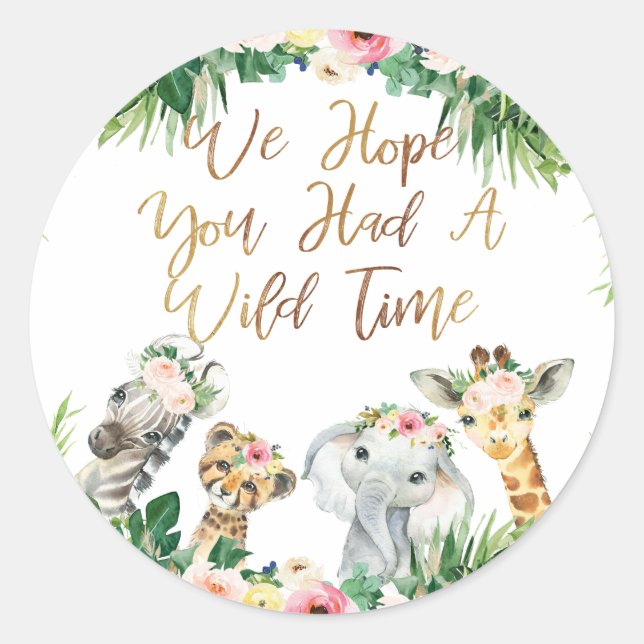 Sticker Rond Filles safari or calligraphie anniversaire (Devant)